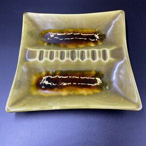 Vintage Ceramic Avocado Green Large Ashtray